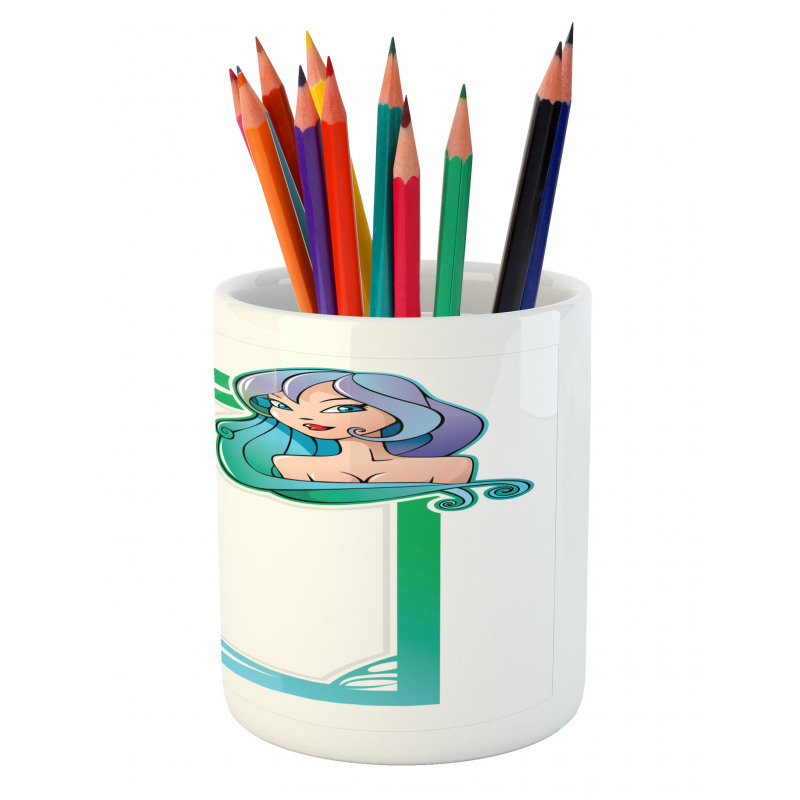 Cartoon Frame Girl Pencil Pen Holder