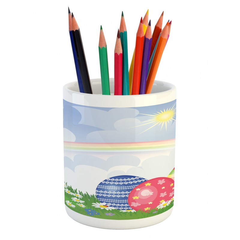 Spring Meadow with Eggs Pencil Pen Holder