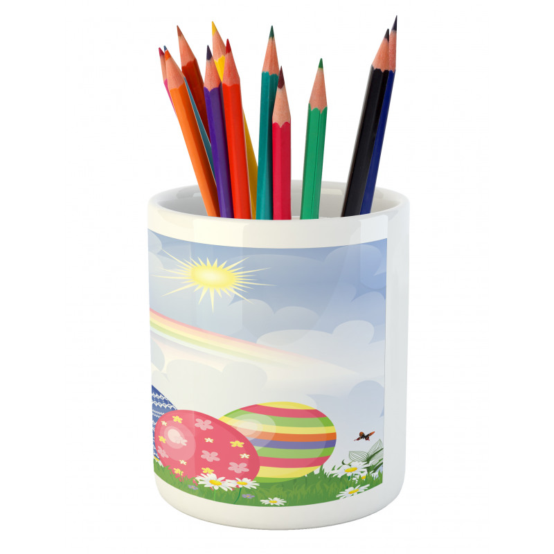 Spring Meadow with Eggs Pencil Pen Holder