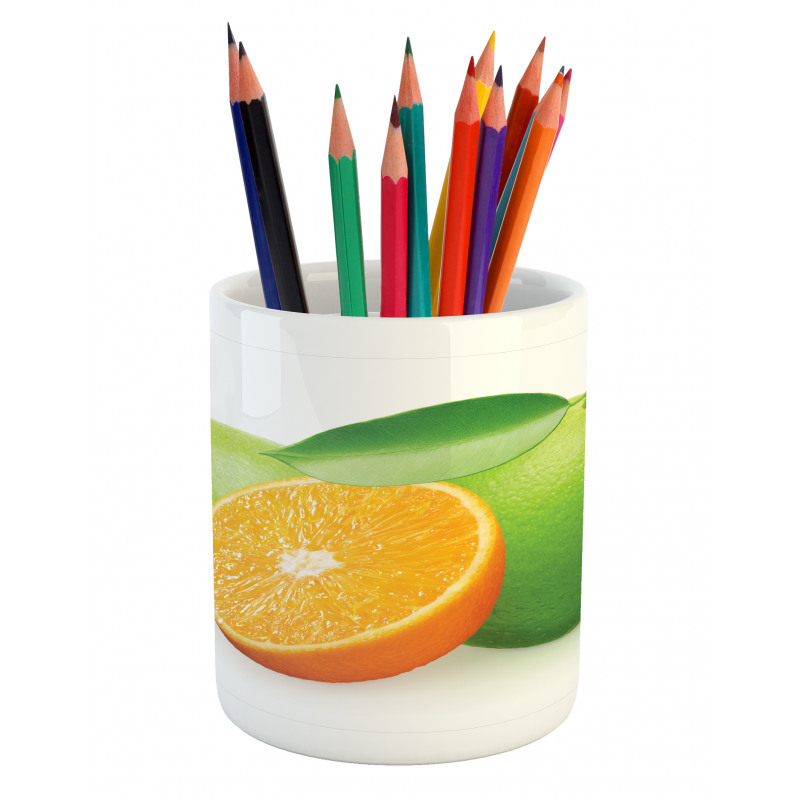 Lime Orange Design Pencil Pen Holder