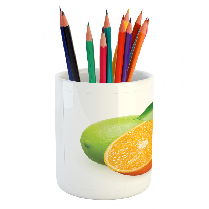 Lime Orange Design Pencil Pen Holder