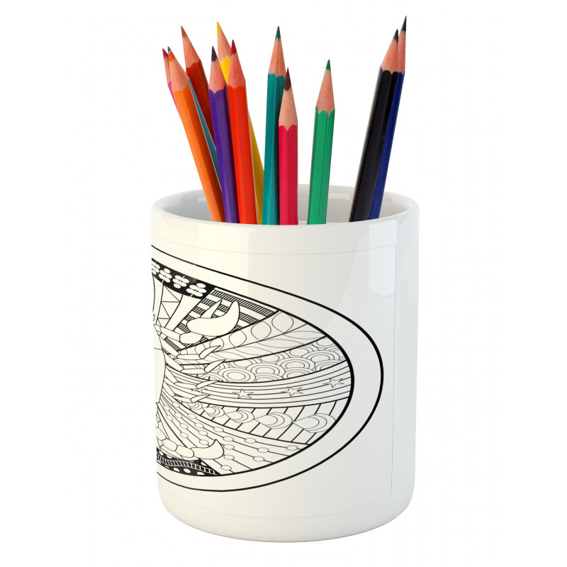 Round Tattoo Art Pencil Pen Holder