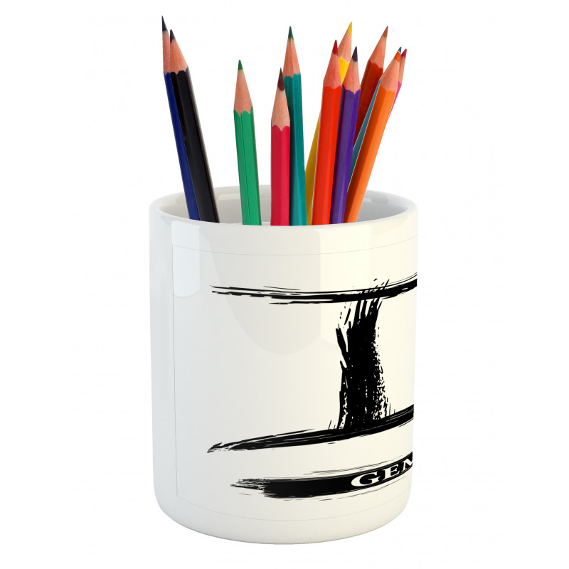 Grunge Brush Art Pencil Pen Holder