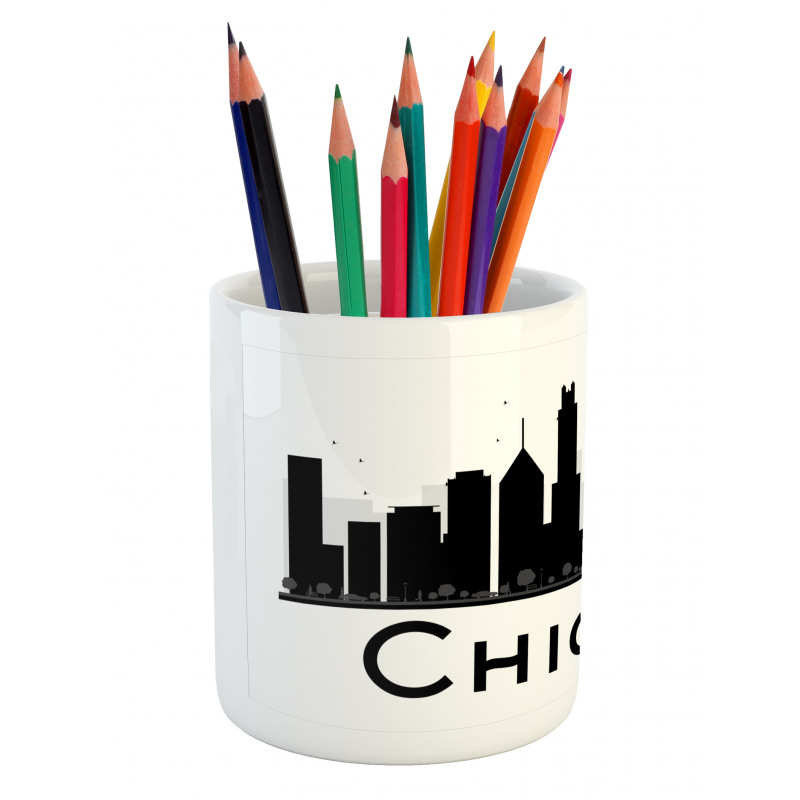 Building Silhouettes Pencil Pen Holder