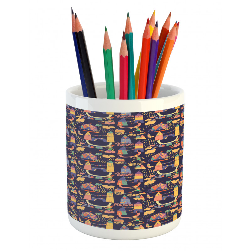 Circus Style Doodles Pencil Pen Holder