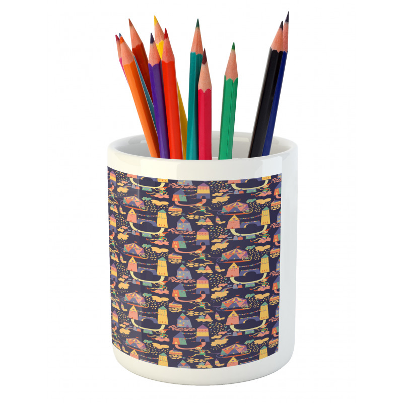 Circus Style Doodles Pencil Pen Holder