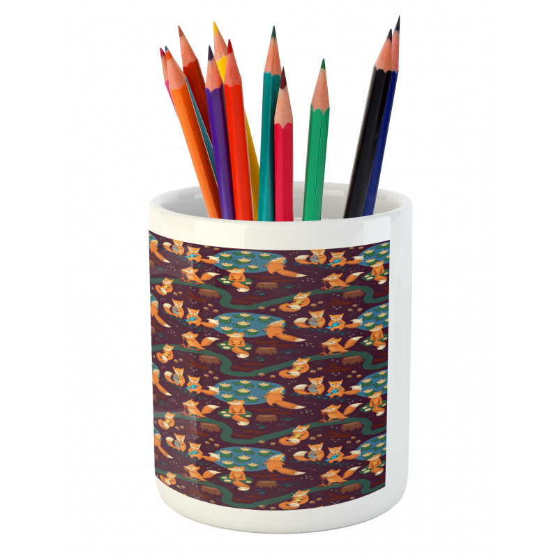 Small Forest Animals Pond Pencil Pen Holder