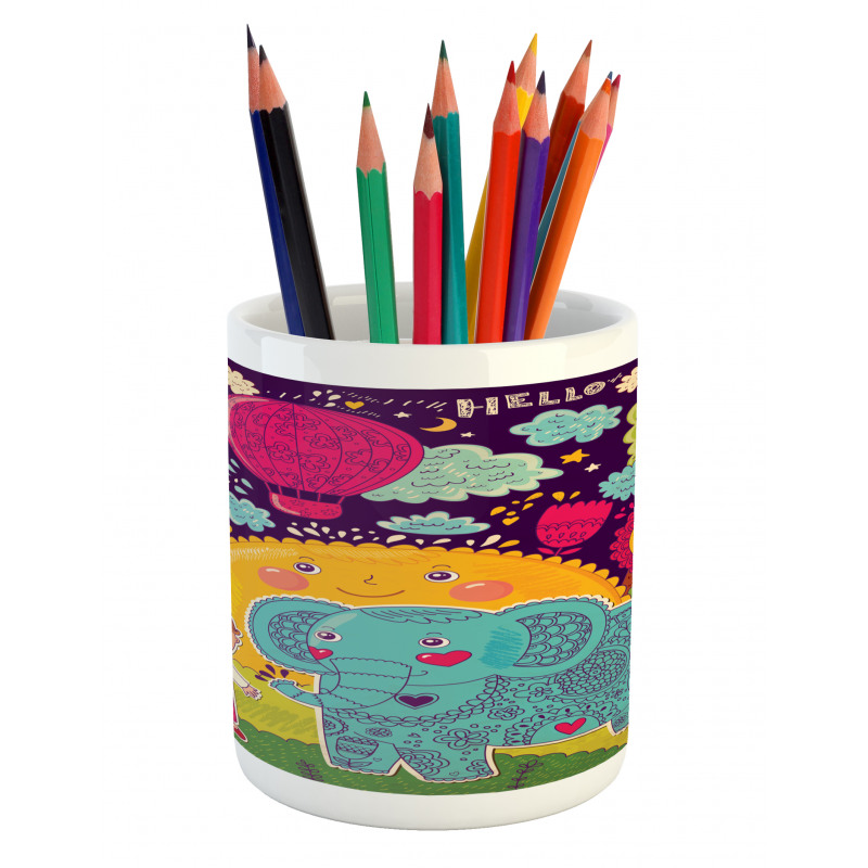 Cartoon Smiling Sun Pencil Pen Holder