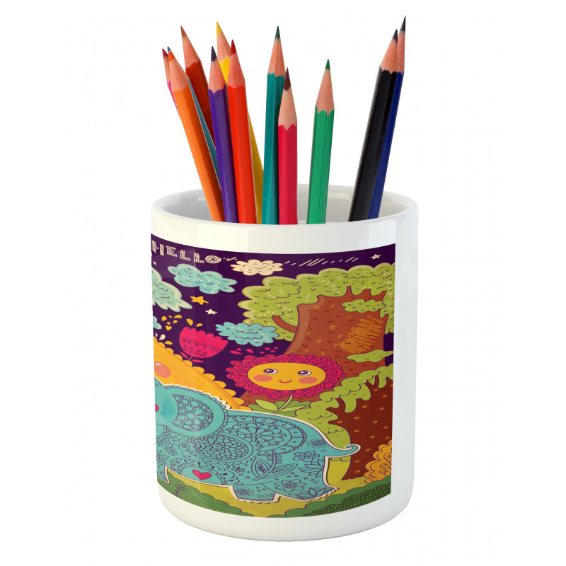 Cartoon Smiling Sun Pencil Pen Holder