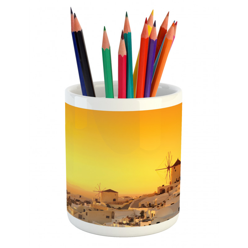 Sunset Santorini Vacation Pencil Pen Holder