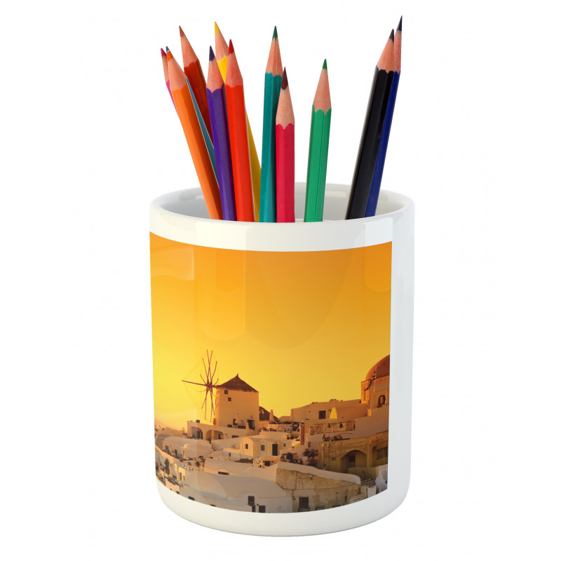 Sunset Santorini Vacation Pencil Pen Holder