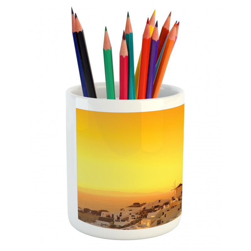 Sunset Santorini Vacation Pencil Pen Holder