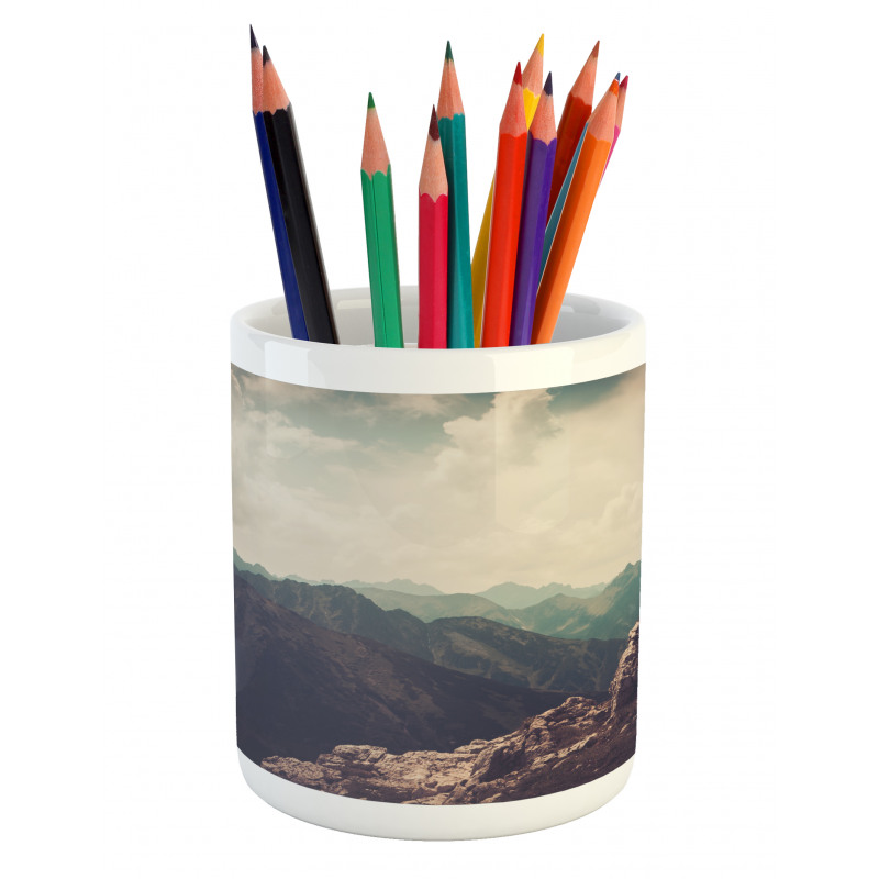 Woman Hiker on Top Pencil Pen Holder