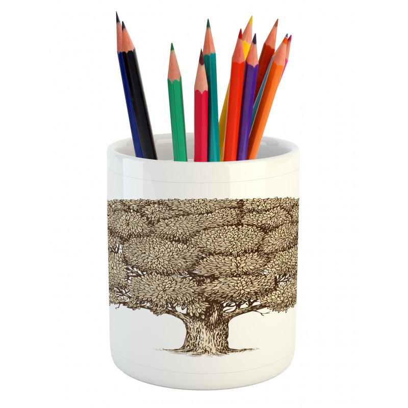 Old Oak Foliage Leaves Pencil Pen Holder