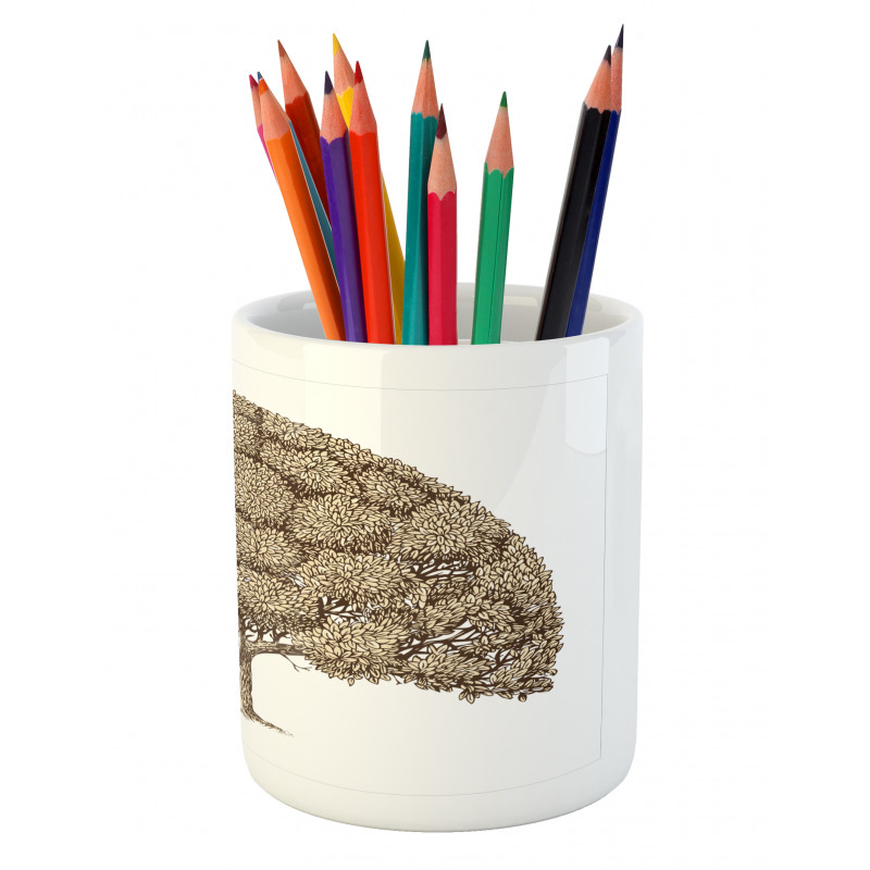 Old Oak Foliage Leaves Pencil Pen Holder