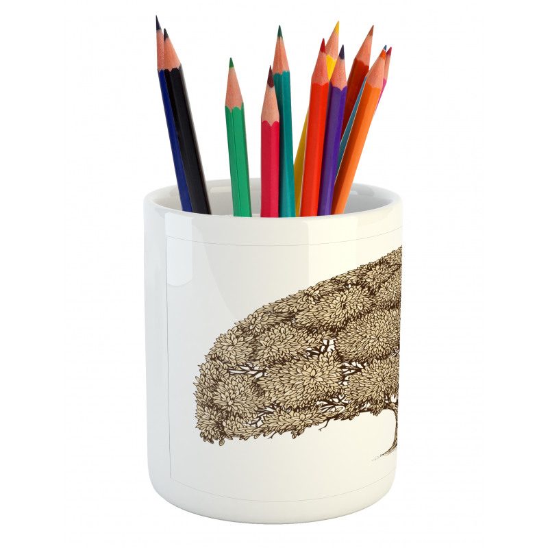 Old Oak Foliage Leaves Pencil Pen Holder