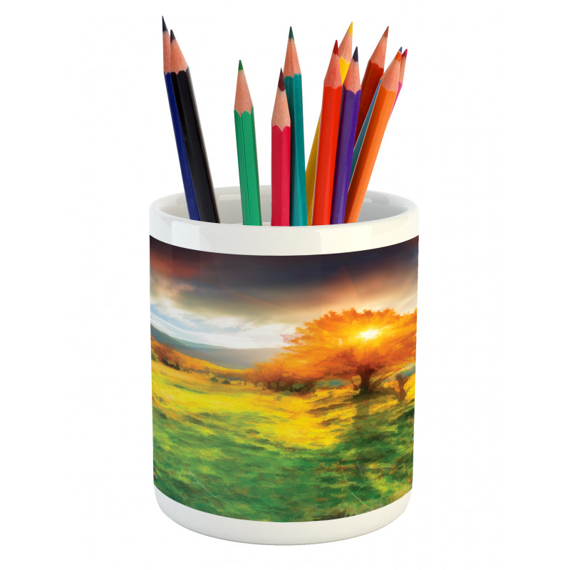 Fall Season Mountains Pencil Pen Holder