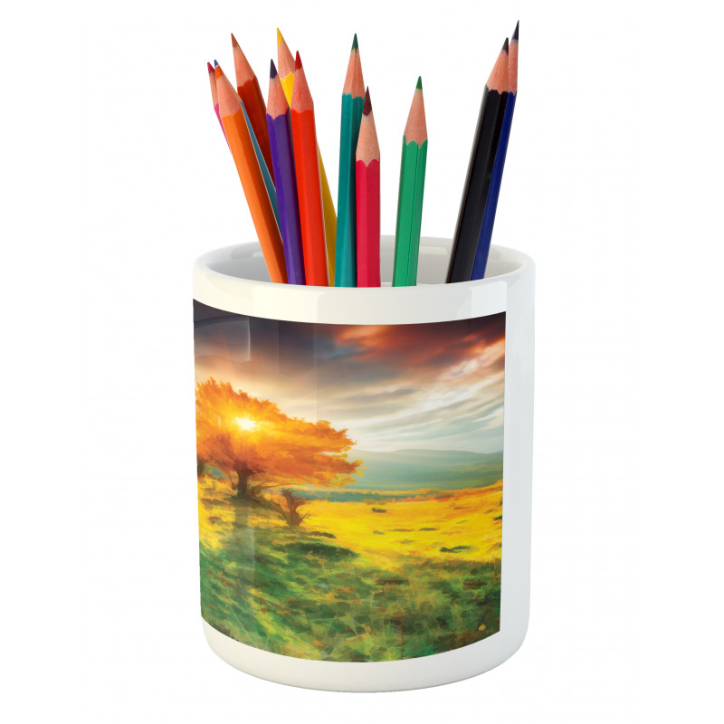 Fall Season Mountains Pencil Pen Holder