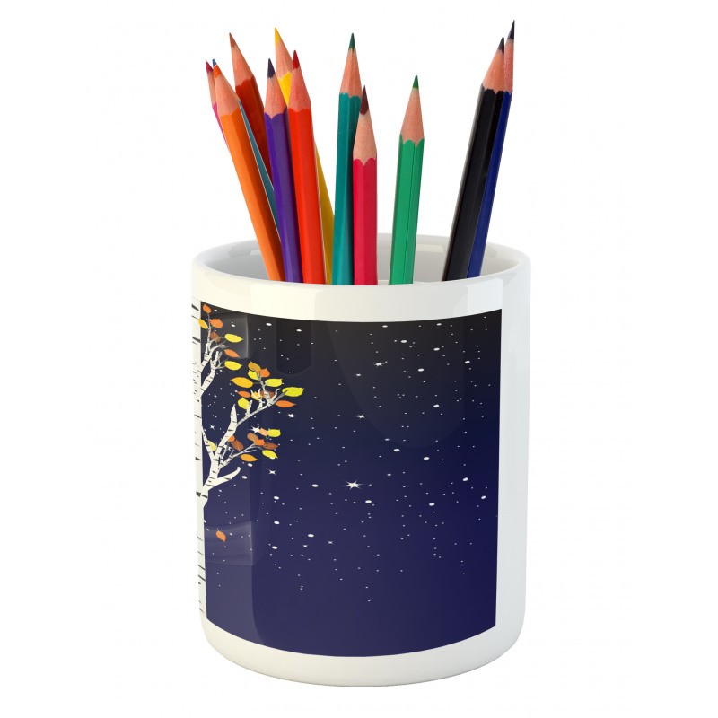 Birch Trees with Foliage Pencil Pen Holder