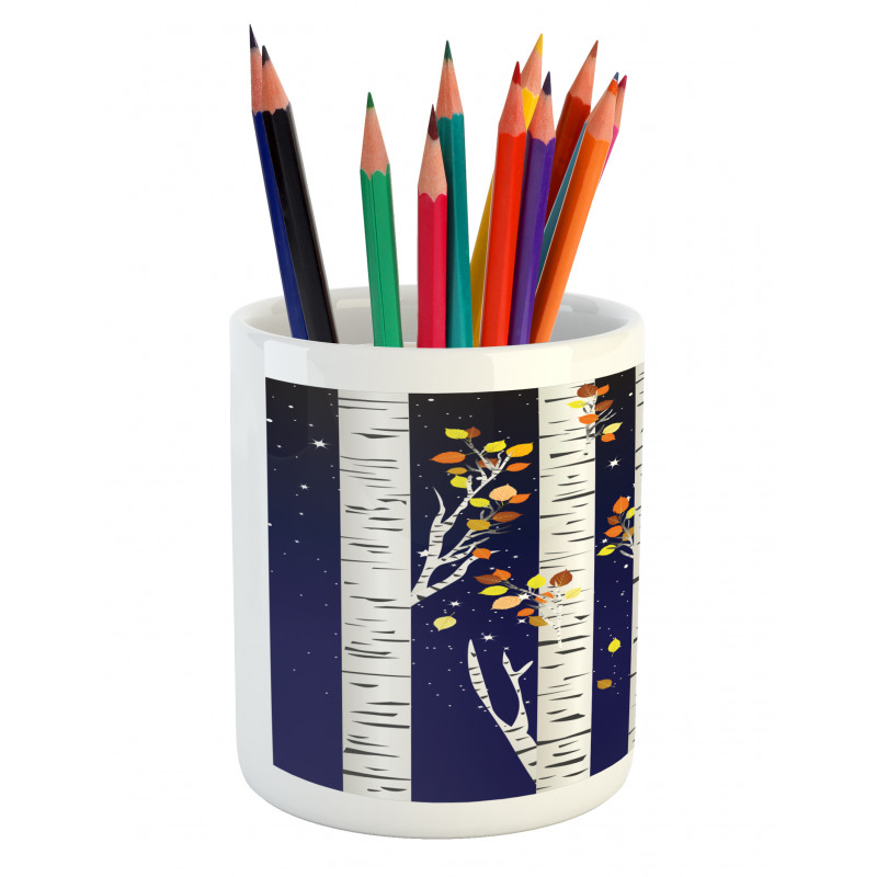 Birch Trees with Foliage Pencil Pen Holder