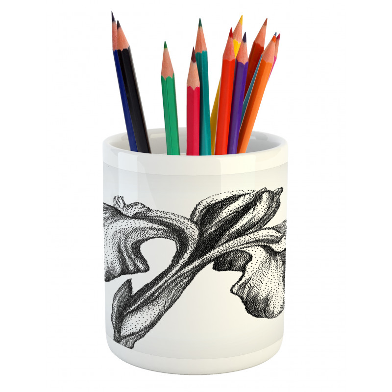 Dotwork Style Lily Bloom Pencil Pen Holder