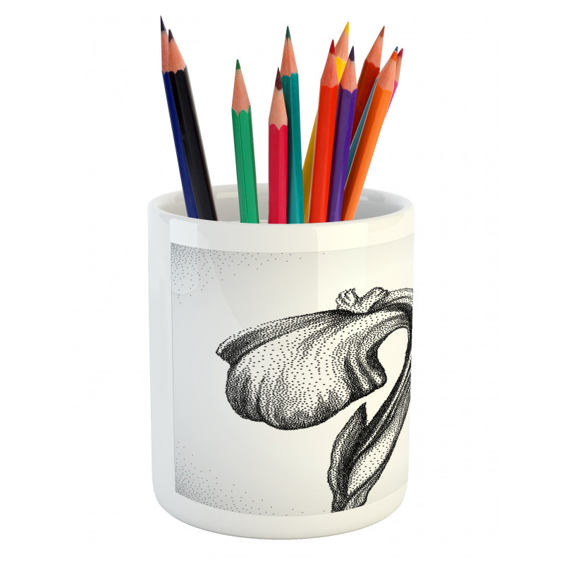 Dotwork Style Lily Bloom Pencil Pen Holder