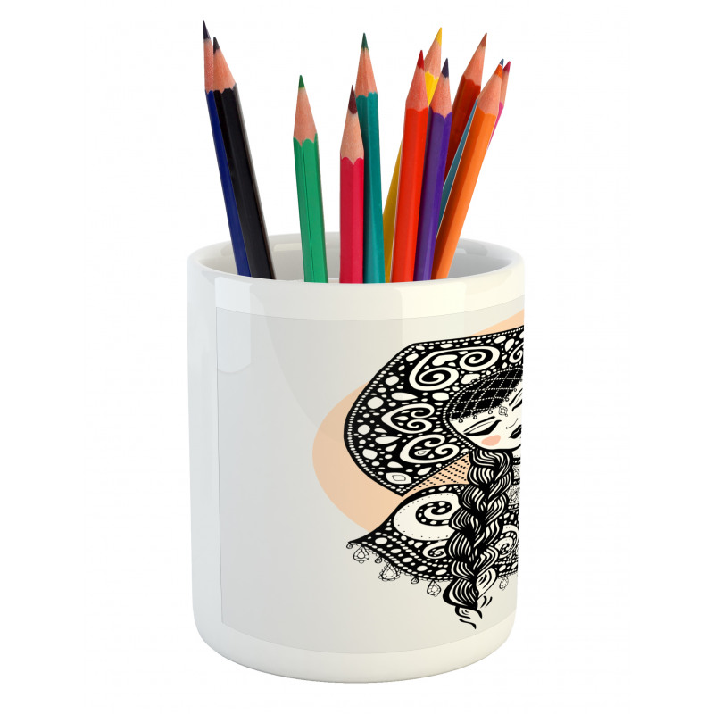 Slavic Woman Pencil Pen Holder