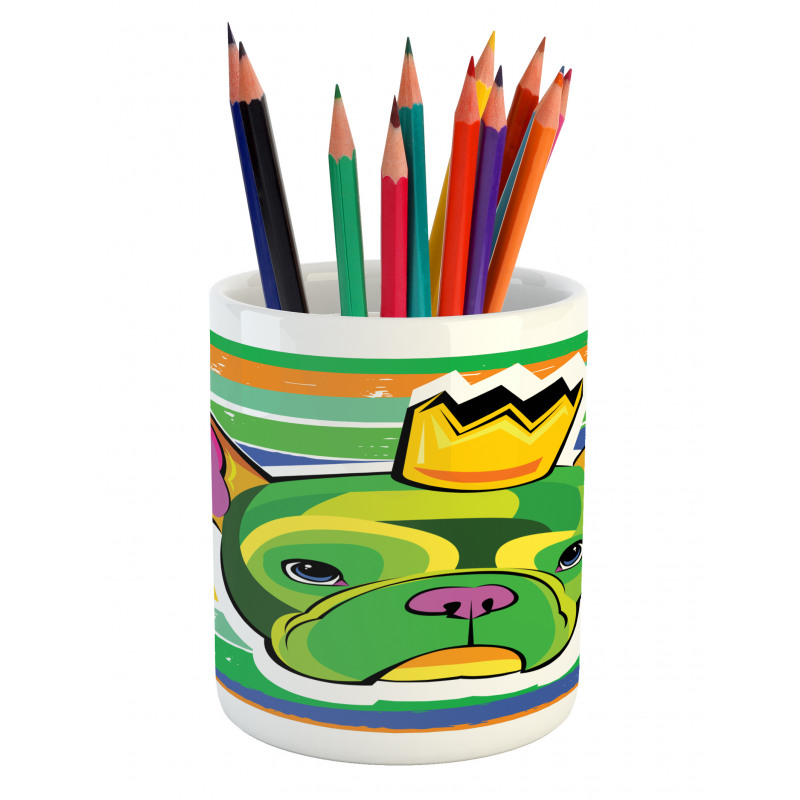 Crowned Dog Colorful Pencil Pen Holder