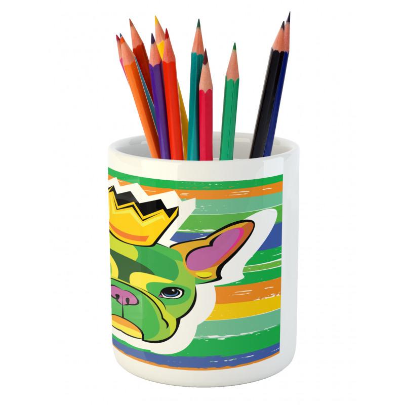 Crowned Dog Colorful Pencil Pen Holder