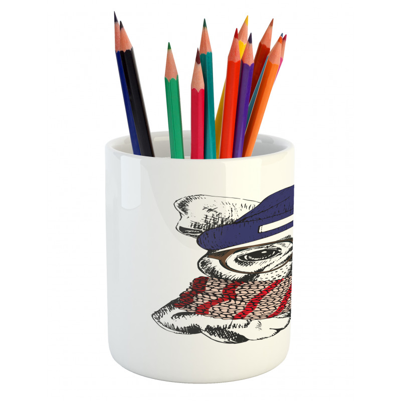 Cozy Hipster Winter Dog Pencil Pen Holder