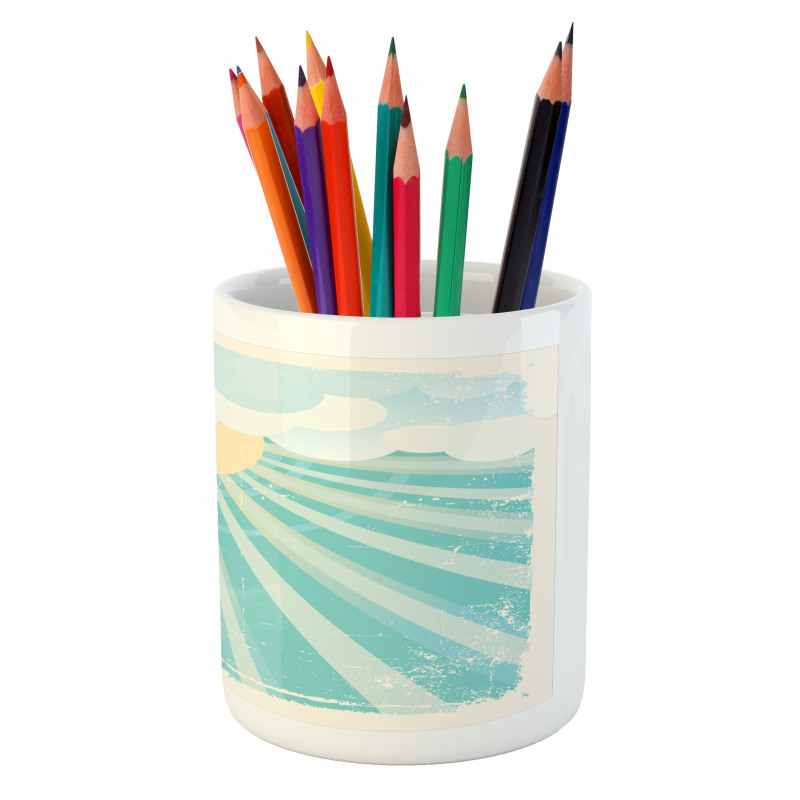 Sun Rays Clouds Pencil Pen Holder