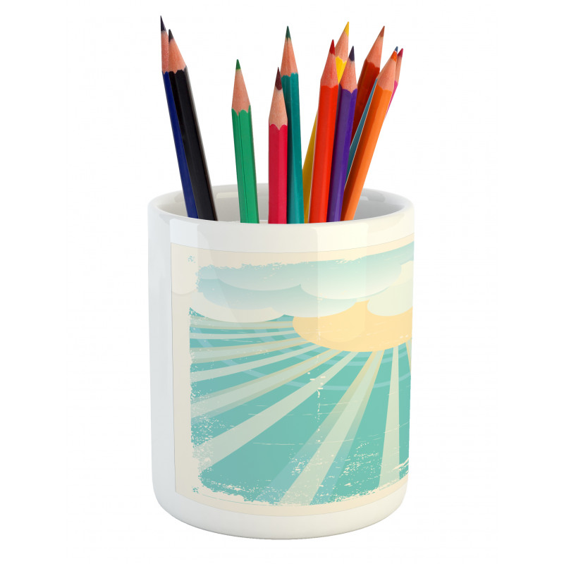 Sun Rays Clouds Pencil Pen Holder