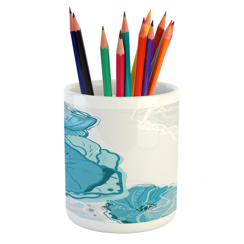 Blue Spring Blossoms Pencil Pen Holder