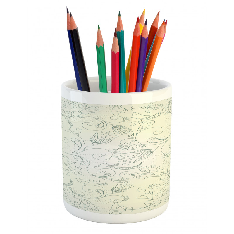 Doodle Garden Flowers Pencil Pen Holder