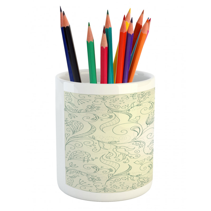 Doodle Garden Flowers Pencil Pen Holder