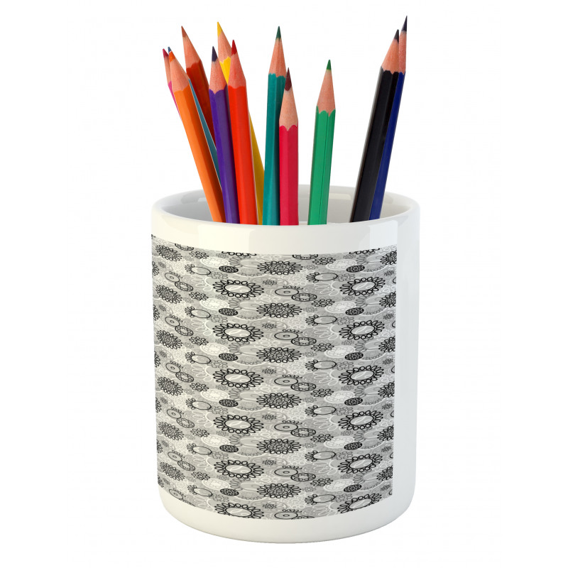 Greyscale Garden Art Pencil Pen Holder