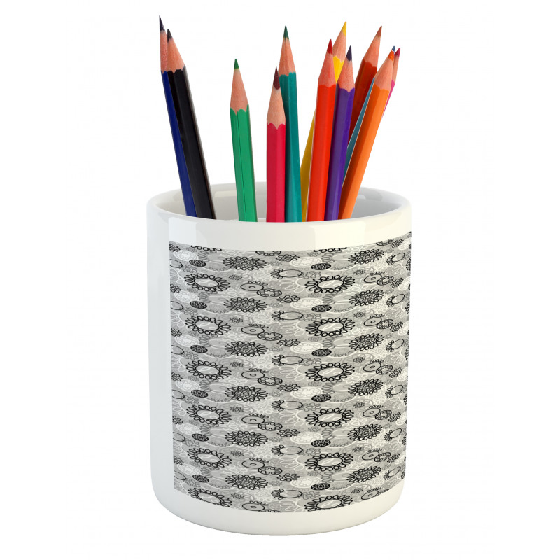 Greyscale Garden Art Pencil Pen Holder