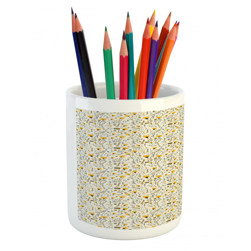 Yellow Spring Flowers Pencil Pen Holder