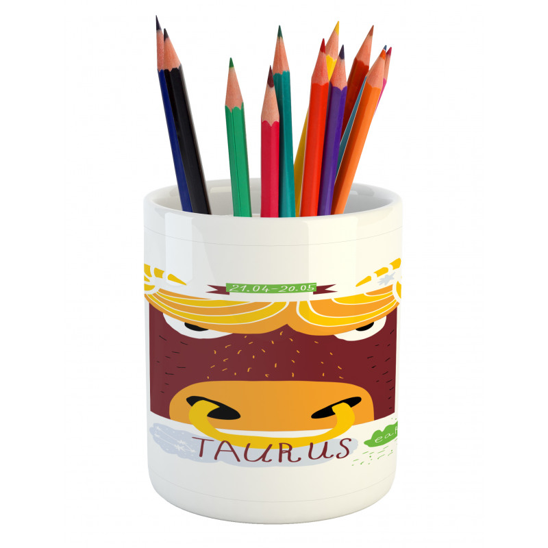 Angry Bull Face Pencil Pen Holder