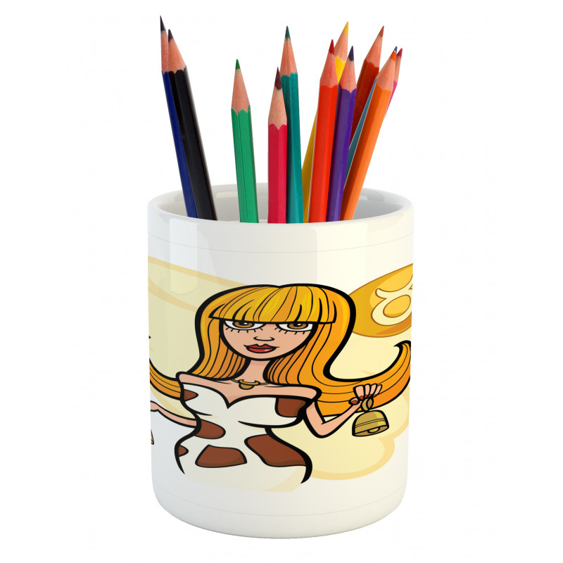 Cartoon Woman Pencil Pen Holder