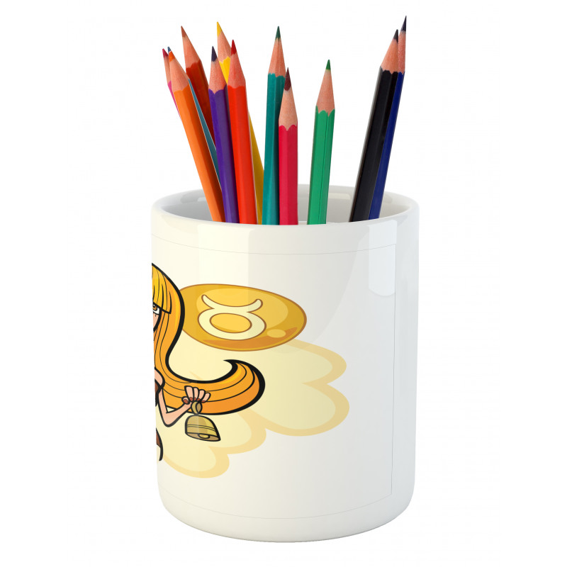 Cartoon Woman Pencil Pen Holder