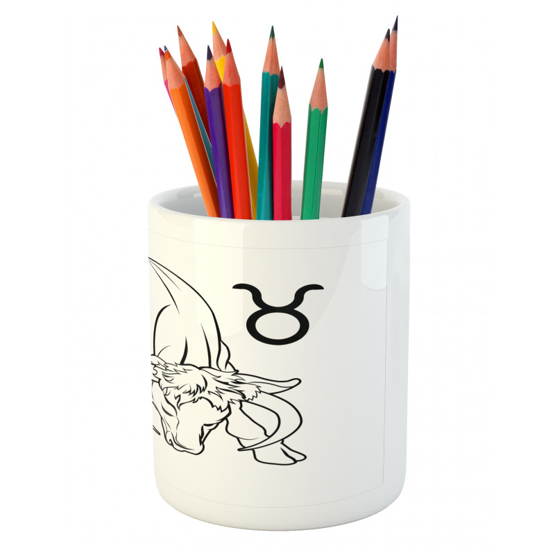 Hand Drawn Bull Pencil Pen Holder