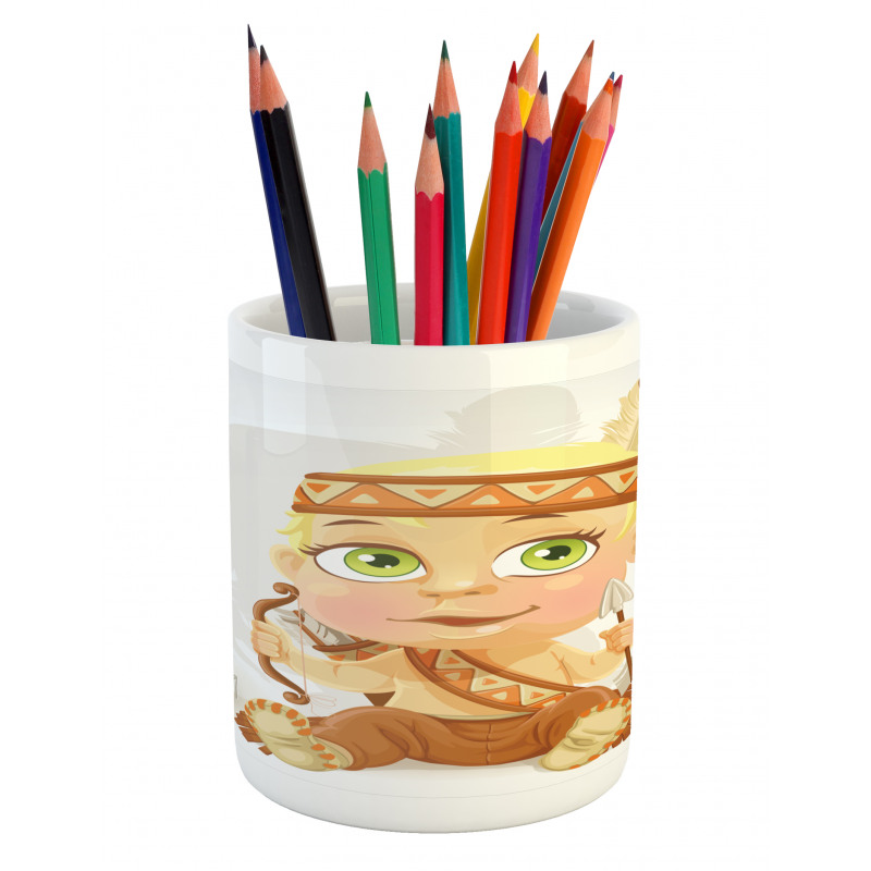 Native Girl Bow Pencil Pen Holder