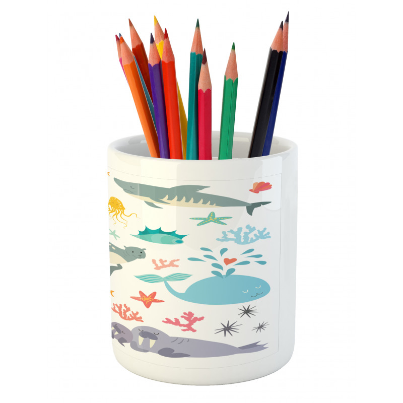 Colorful Ocean Animals Pencil Pen Holder