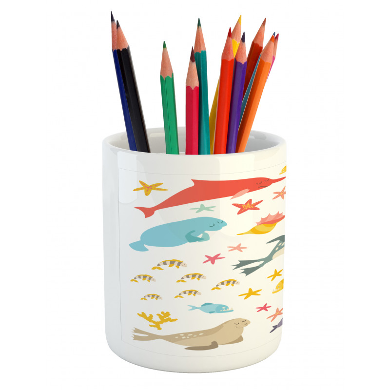Colorful Ocean Animals Pencil Pen Holder