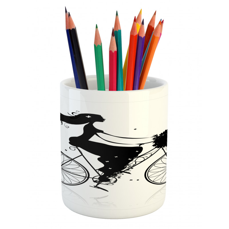 Woman Flowers Pencil Pen Holder