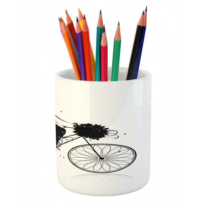 Woman Flowers Pencil Pen Holder