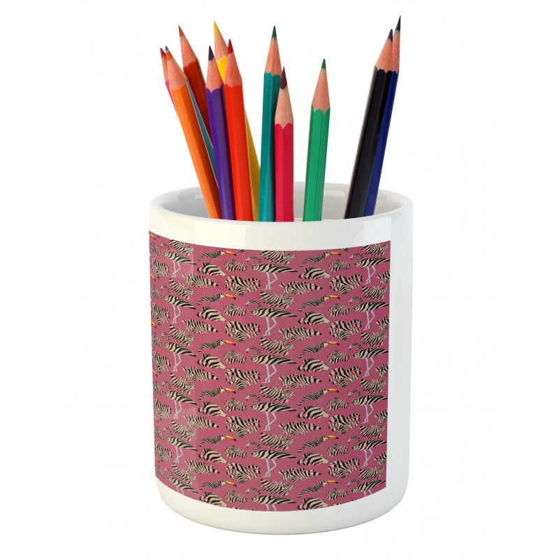 Flamingo Toucan Bird Pencil Pen Holder