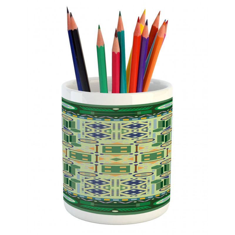 Oriental Shapes Pattern Pencil Pen Holder