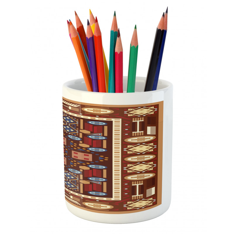 Oriental Rhombus Design Pencil Pen Holder